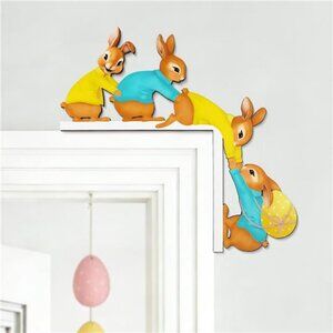 Easter Door Topper Bunny Door Corner Frame Decor Vintage Wooden Easter Bunny